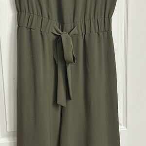 Like new Calvin Klein olive wide leg jumpsuit with tie waist.